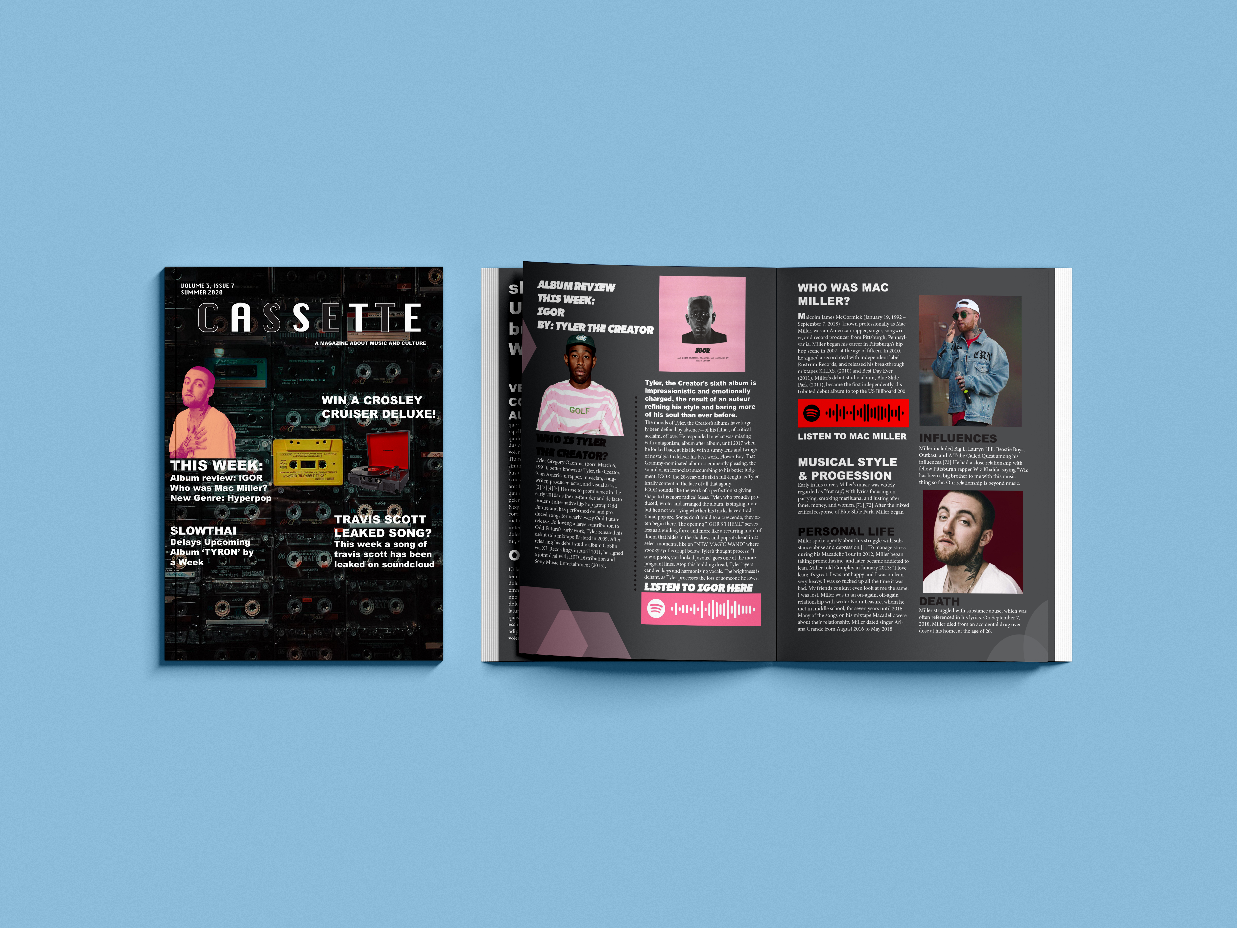 afbeelding van mockup van een eigen ontworpen magazine. Met als thema Muziek.